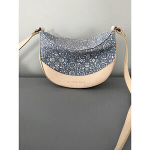 The Pioneer Woman Blue Floral Crossbody Bag with Cream Leather Trim